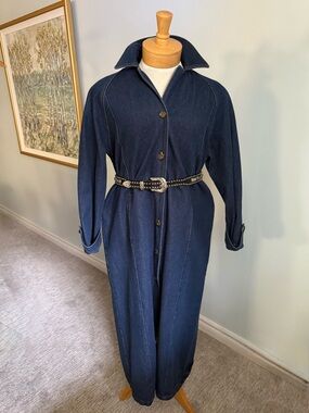Vintage CMC Color Me Cotton Denim Shirt Dress  / Coat USA Minimalist